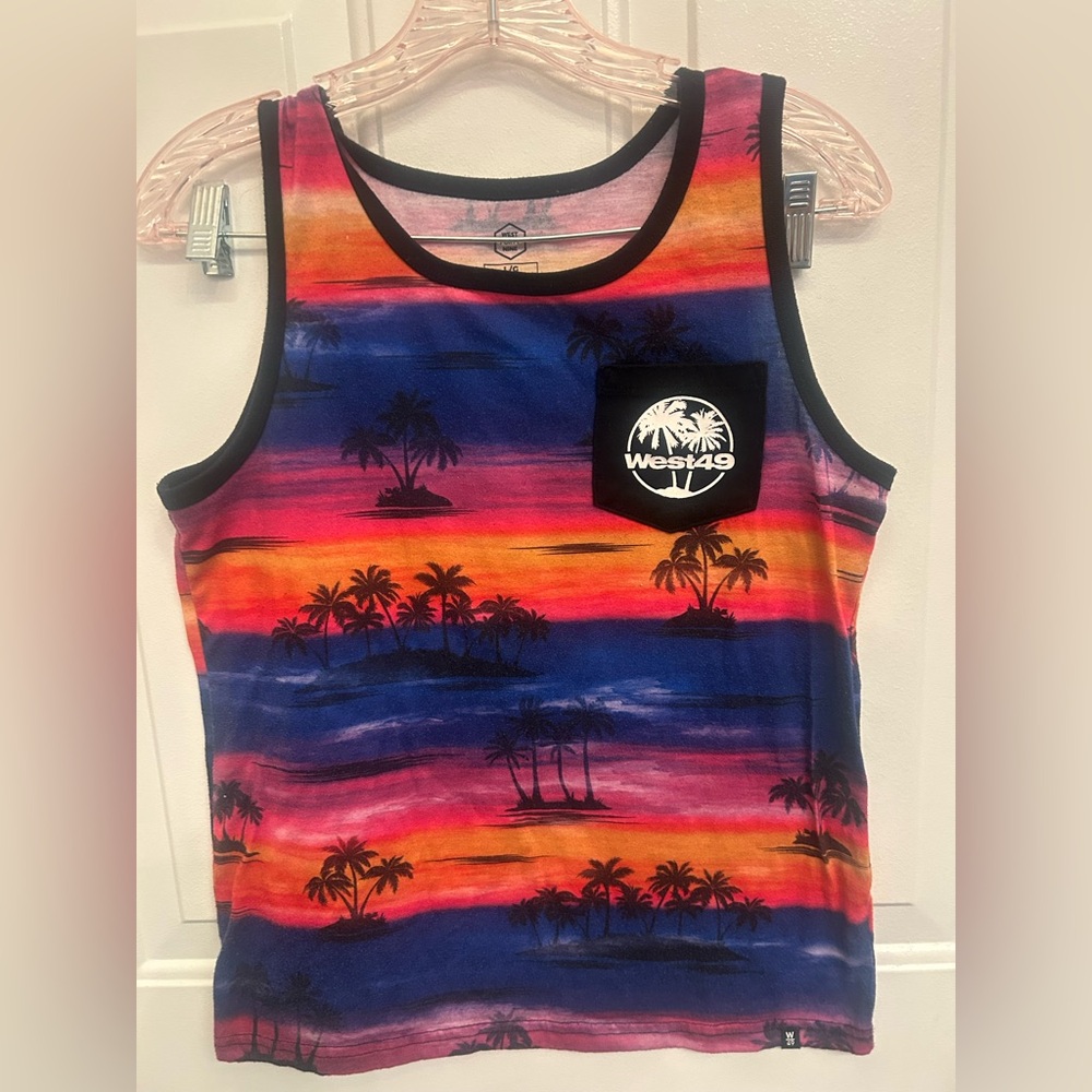 🆓FREE WITH PURCHASE🥳 🌴Kids Sunset Palm Tank Top - Multicolour West49 Youth 14